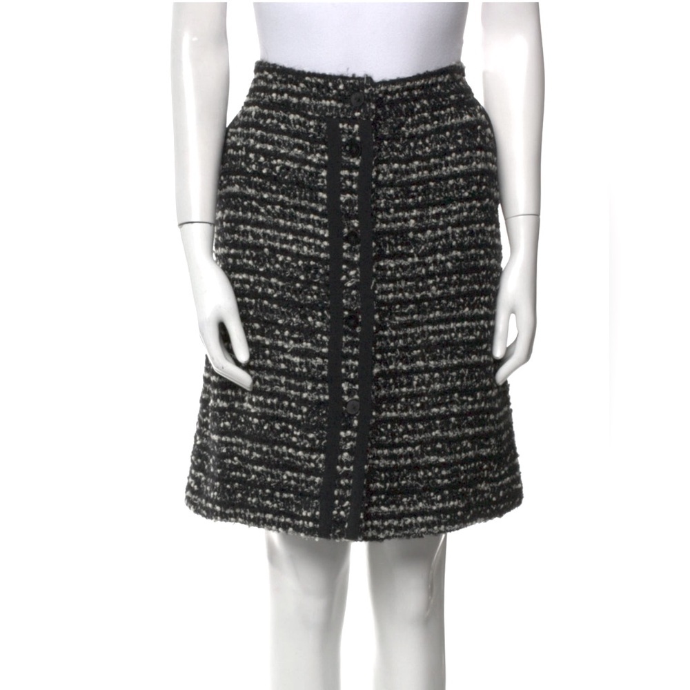 Carolina Herrera Black and White Tweed Skirt